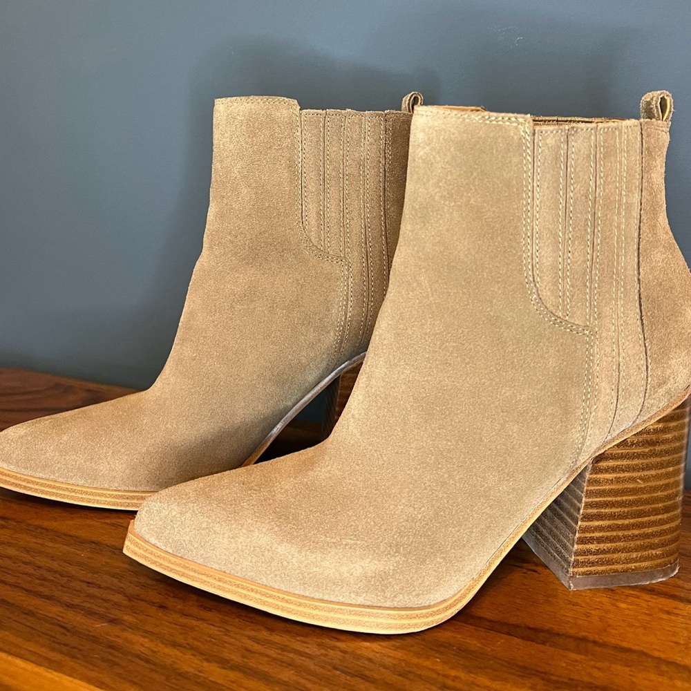 Marc Fischer LTD Oshay Pointed Toe Bootie Natural Suede